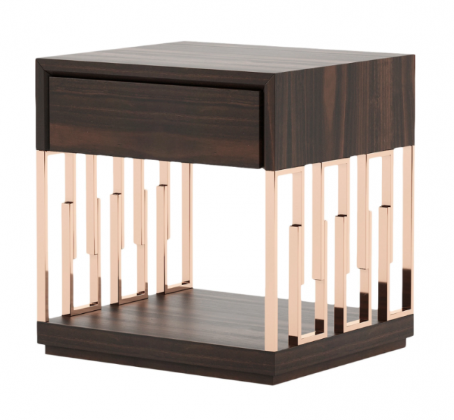 Sodil Bedside Table in Smoked Finish Wood