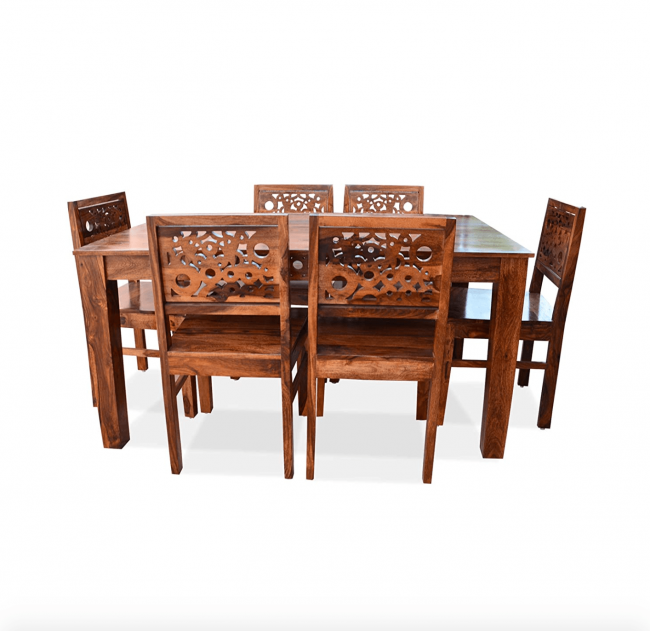 Smash 6 Seater Sheesham Wood Dining Table Set