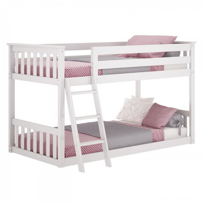 Marandi Wood Bunk Bed In White Colour- Furnitureadda