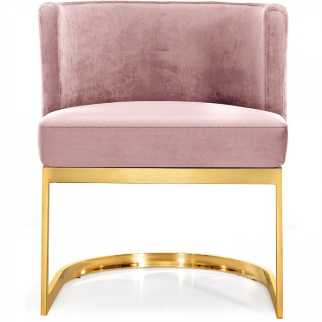 Steel Dining Chair Pink Colour with Golden Finish - Furnitureadda