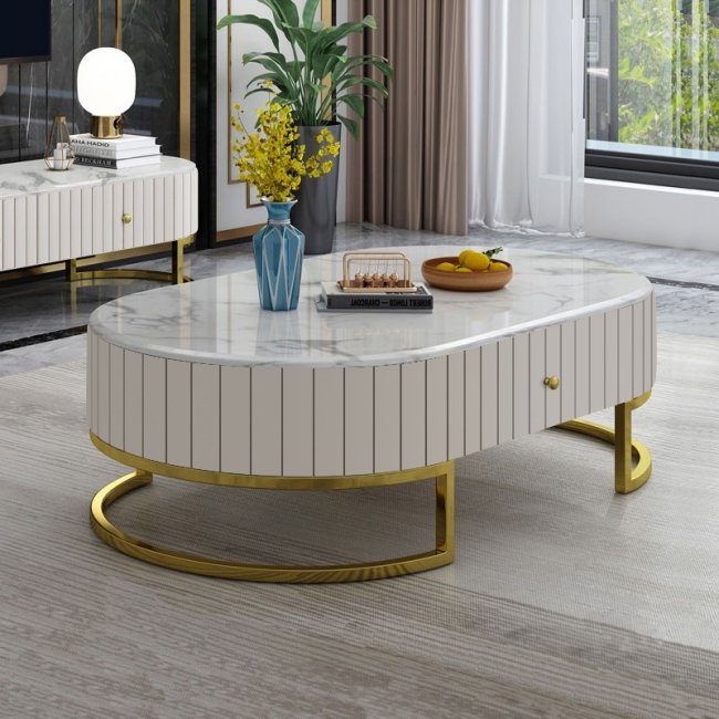 Italian Marble Top Coffee Table - Furnitureadda