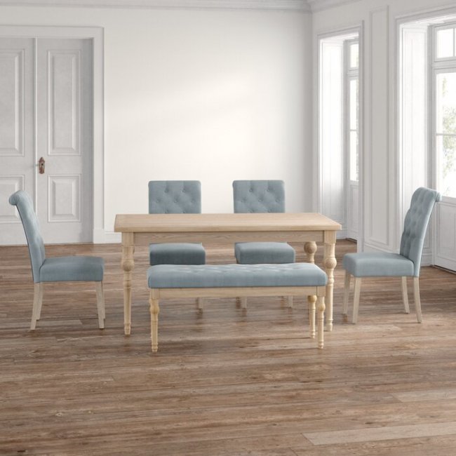 Connect Rubber Wood 6 Seater Dining Table in Natural Finish