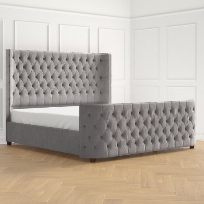 Desirist King Size Upholstered Bed Without Storage in Grey Colour