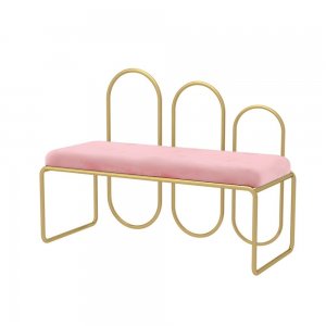 Arra Steel Bench with Pink Upholstery