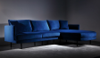 RugsMugs Corner Sofa Velvet Touch, Royal Blue