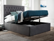 Tierfront Upholstered Single Bed with Hydraulic Storage in Dark Grey