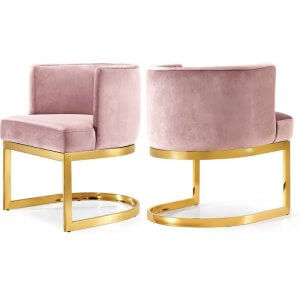 Amaze Steel Dining Chair Pink Colour with Golden Finish 