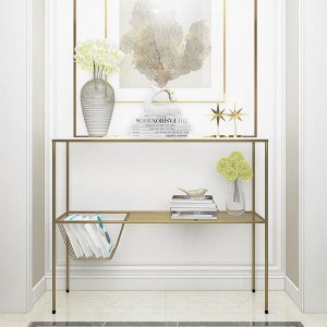 Folds Metal Console with Marble Top