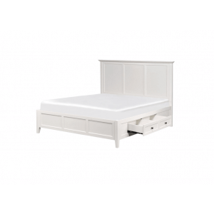 Pixxette Sheesham King Size Bed With Drawer Storage in White Colour
