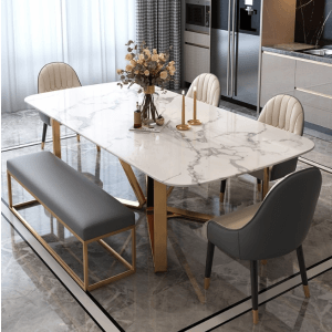 Marble Top 6 Seater Dining Table - Furnitureadda